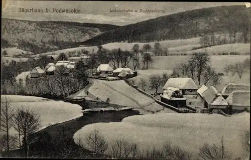 Ak Podwysokie Polen, Panorama, Winteransicht