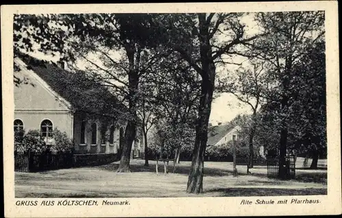 Ak Kiełczyn Költschen Neumark Ostbrandenburg, Alte Schule mit Pfarrhaus