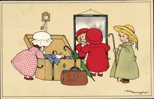 Künstler Ak Baumgarten, Fritz, Reisefieber, Kinder, Koffer
