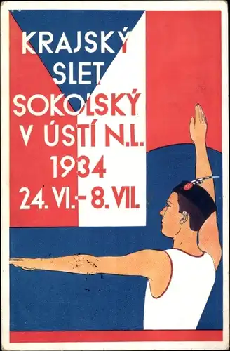 Künstler Ak Svoboda, 24. VI den Zactva a dorostu, 6. VII Hlavni den Sletovy, 8. VII Den Brannosti