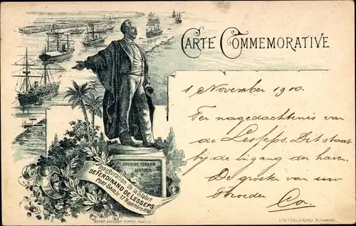 Litho Port Said Ägypten, Ferdinand De Lesseps, 17 Novembre 1899, Aperire Terram Gentibus, Suezkanal
