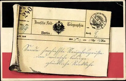 Ak Glückwunsch Neujahr, Deutsche Feld-Telegraphie, Wappen, Feldpost