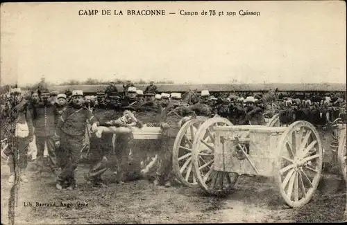 Ak Camp de la Braconne, Canon de 75 und sein Caisson