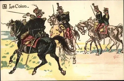 Künstler Ak Französische Soldaten, Reiter, Uniformen