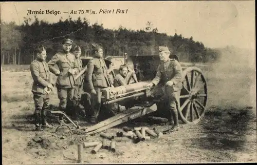 Ak Belgische Armee, Soldaten, 75 mm Kanone