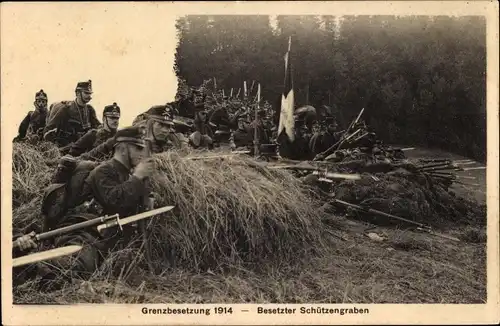 Ak Grenzbesetzung 1914, besetzter Schützengraben, I WK