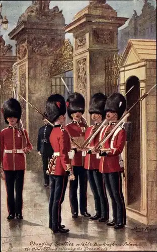 Künstler Ak Payne, Harry, Coldstream Guards changing Sentries outside Buckingham Palace, Tuck