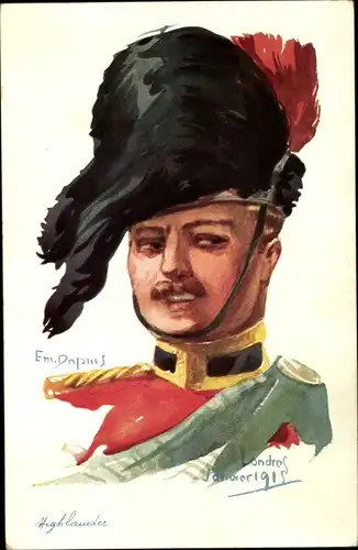 Künstler Ak Dupuis, Emil, Highlander, schottischer Soldat, 1915