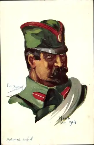 Künstler Ak Dupuis, E., Portrait eines serbischen Soldaten, Nisch 1914