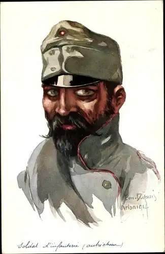 Künstler Ak Dupuis, Emil, Soldat d'infanterie autrichien, Österreichischer Soldat, I.WK