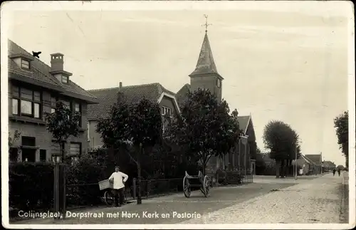 Ak Colijnsplaat Zeeland, Dorpstraat, Herv. Kirche, Pfarrhaus