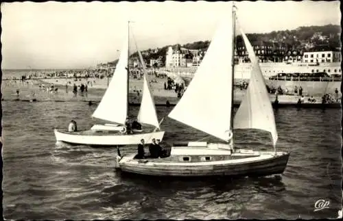 Ak Trouville Deauville Calvados, Segelboote, Strand