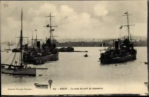 Ak Brest Finistère, Der Hafen des Handelshafens