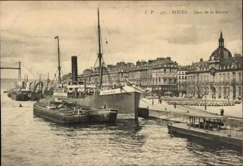 Ak Rouen Seine Maritime, Quai de la Bourse