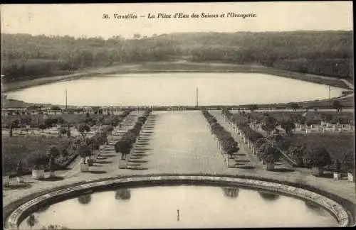 Ak Versailles Yvelines, Stück Wasser der Schweizer und die Orangerie