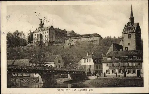 Ak Untermhaus Gera in Thüringen, Schloss Osterstein, Brücke, Kirche