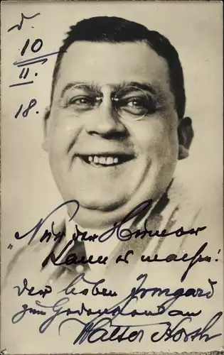 Ak Schauspieler Walter Korsh, Porträt, Autogramm