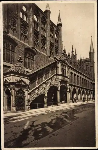 Ak Hansestadt Lübeck, Rathaus mit Renaissancetreppe