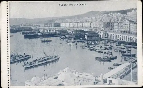 Ak Algier Alger Algerien, Gesamtansicht, Hafen
