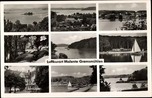 Ak Gremsmühlen Malente in Ostholstein, See, Segelboot, Panorama