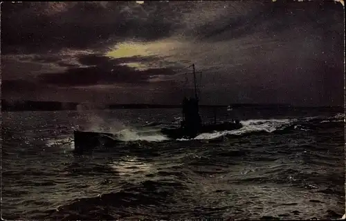 Ak Deutsches U-Boot in voller Fahrt, Kaiserliche Marine