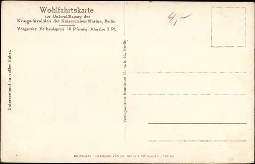 Ak Deutsches U-Boot in voller Fahrt, Kaiserliche Marine