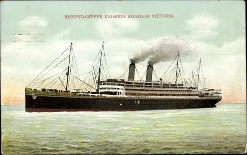 Ak Dampfschiff Kaiserin Augusta Victoria, HAPAG, Riesendampfer