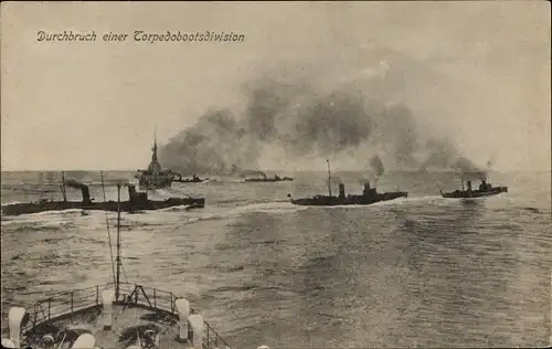 Ak Deutsche Kriegsschiffe, Durchbruch einer Torpedobootsdivision, Kaiserliche Marine