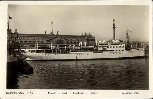 Ak Barcelona Katalonien Spanien, Hafen, Dampfer