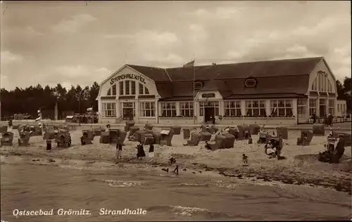 Ak Ostseebad Grömitz in Holstein, Strandhalle, Strand