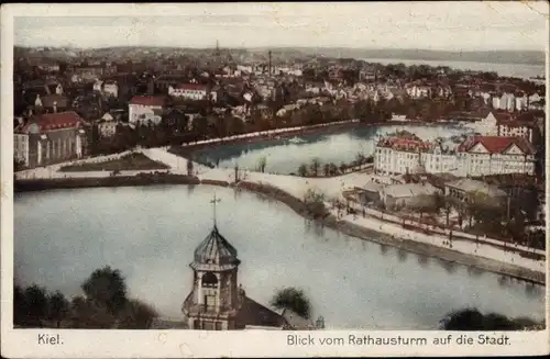 Ak Kiel, Blick vom Rathausturm auf die Stadt