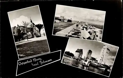 Ak Burg auf der Insel Fehmarn, Strand, Turm Kölln, Hafen, Kirche