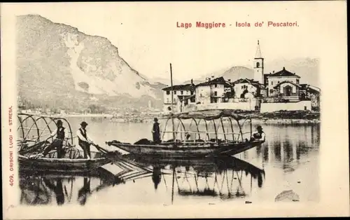 Ak Isola dei Pescatori Isola Superiore Lago Maggiore Piemonte, Kirche, Boote