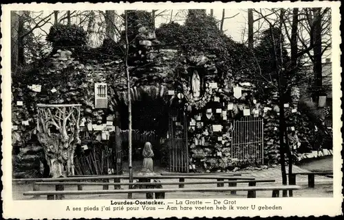 Ak Oostacker Lourdes Ostflandern, Die Höhle