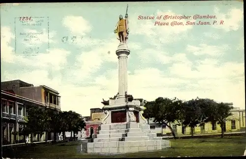 Ak San Juan Argentina, Plaza Colon, Christoph-Kolumbus-Statue