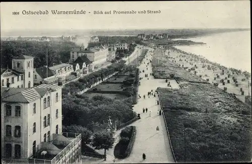 Ak Ostseebad Warnemünde Rostock, Blick auf Promenade, Strand