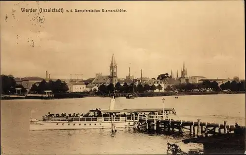 Ak Werder an der Havel, Blick von der Dampferstation Bismarckhöhe, Dampfer