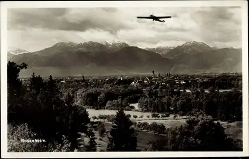 Ak Rosenheim Oberbayern, Blick auf den Ort, Flugzeug