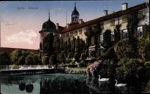 Ak Eutin in Ostholstein, Schloss, Brücke, Schwäne