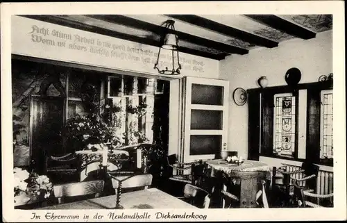 Ak Dieksanderkoog Friedrichskoog in Dithmarschen, Ehrenraum, Inneres