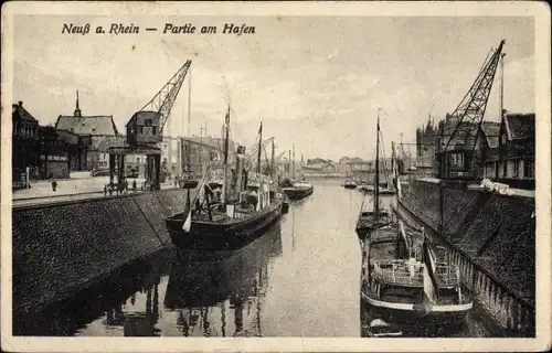 Ak Neuss am Rhein, Hafen