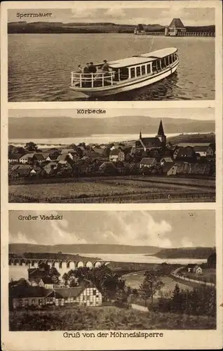 Ak Möhnesee in Westfalen, Möhnetalsperre, Großer Viadukt, Sperrmauer, Körbecke