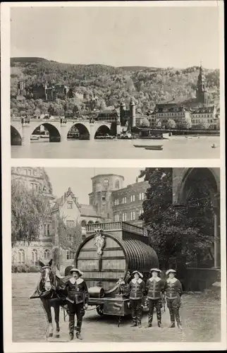 Foto Ak Heidelberg am Neckar, Brücke, Fass