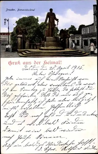 Ak Dresden Altstadt Seevorstadt, Bismarck Denkmal