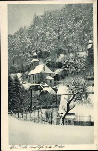 Ak Oybin in der Oberlausitz, Kirche, Winter