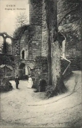 Ak Oybin in der Oberlausitz, Eingang zur Kirchruine