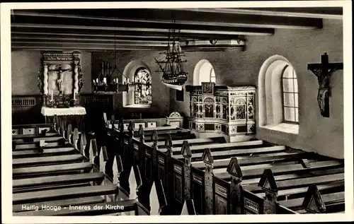 Ak Hallig Hooge in Nordfriesland, Inneres der Kirche