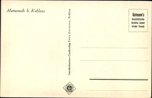 Ak Metternich Koblenz, Totalansicht, Gebäude, Denkmal