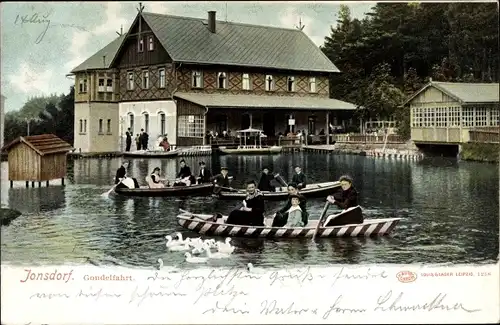 Ak Jonsdorf in Sachsen, Gondelfahrt, See