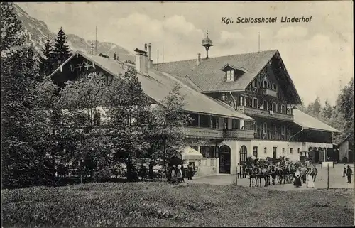 Ak Linderhof Ettal Oberbayern, Königliches Schlosshotel